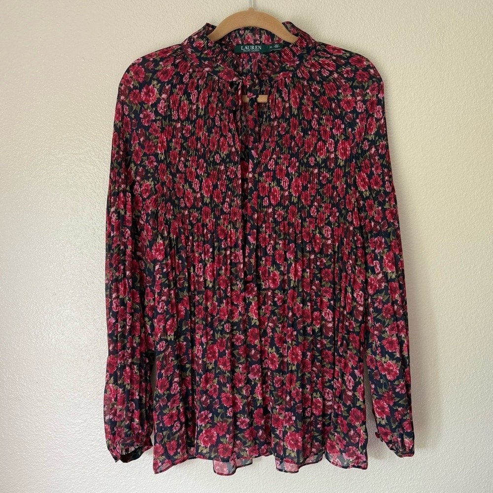 Ralph Lauren Black and Pink Floral Blouse